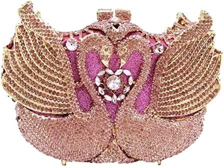 BOUTIQUE DE FGG DONNE SWAN CLUTCH Cristale Bottega di sera Bottega di nozze CENA DONNE RINESTONE MINAUDIERE Bottega di mano