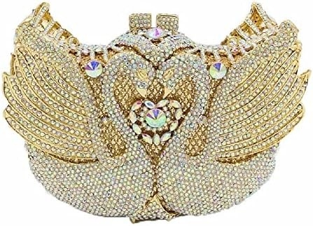 BOUTIQUE DE FGG DONNE SWAN CLUTCH Cristale Bottega di sera Bottega di nozze CENA DONNE RINESTONE MINAUDIERE Bottega di mano