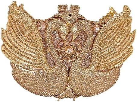 BOUTIQUE DE FGG DONNE SWAN CLUTCH Cristale Bottega di sera Bottega di nozze CENA DONNE RINESTONE MINAUDIERE Bottega di mano
