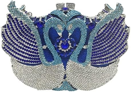 BOUTIQUE DE FGG DONNE SWAN CLUTCH Cristale Bottega di sera Bottega di nozze CENA DONNE RINESTONE MINAUDIERE Bottega di mano