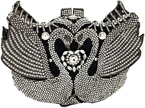 BOUTIQUE DE FGG DONNE SWAN CLUTCH Cristale Bottega di sera Bottega di nozze CENA DONNE RINESTONE MINAUDIERE Bottega di mano