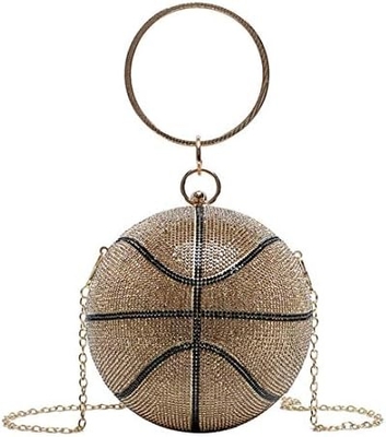 UMREN DONNE BASKETBALL in forma di croce BORSO BORSA RINESTONE PALLA RONDA VESTERNO CRISTALE BORSA di manica per matrimonio
