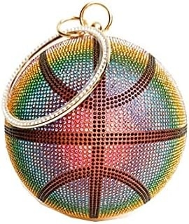 UMREN DONNE BASKETBALL in forma di croce BORSO BORSA RINESTONE PALLA RONDA VESTERNO CRISTALE BORSA di manica per matrimonio