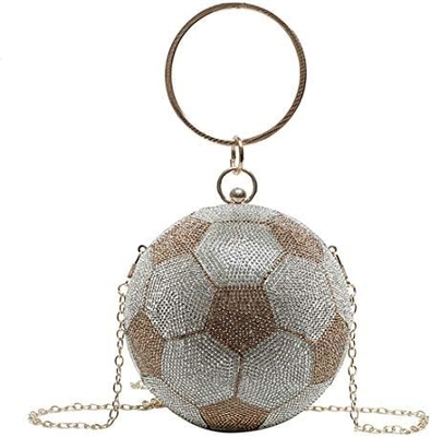UMREN DONNE BASKETBALL in forma di croce BORSO BORSA RINESTONE PALLA RONDA VESTERNO CRISTALE BORSA di manica per matrimonio