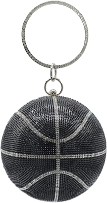 UMREN DONNE BASKETBALL in forma di croce BORSO BORSA RINESTONE PALLA RONDA VESTERNO CRISTALE BORSA di manica per matrimonio