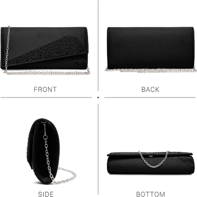 DASEIN Donna satinato Strass Clutch borse serali luccicante luccicante borsa lucida borsa da mano per la festa matrimonio cocktail ballo