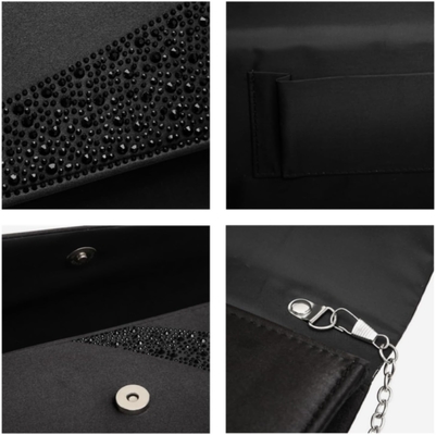 DASEIN Donna satinato Strass Clutch borse serali luccicante luccicante borsa lucida borsa da mano per la festa matrimonio cocktail ballo