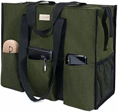 TOPDESIGN UTILITY BORSA DI PELLE resistente all'acqua con 13 tasche esterne e interne, chiusura della cerniera superiore e supporto di fondo spessa