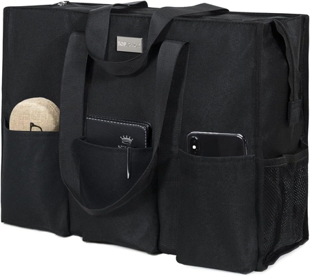 TOPDESIGN UTILITY BORSA DI PELLE resistente all'acqua con 13 tasche esterne e interne, chiusura della cerniera superiore e supporto di fondo spessa