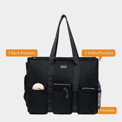 TOPDESIGN UTILITY BORSA DI PELLE resistente all'acqua con 13 tasche esterne e interne, chiusura della cerniera superiore e supporto di fondo spessa