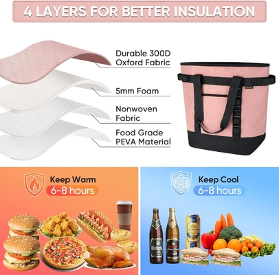 BALINE LARGE 36-CAN COOLER BAGS ISOLATO, PEVA SOFT COOLER TOTE BAG, BAG di alimentari isolati con top zippered