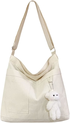 Brand: Kehpish Economical Cotton Canvas Tote Bag,Women Hobo Shoulder Bag Crossbody Handbag con 3 tasche esterne