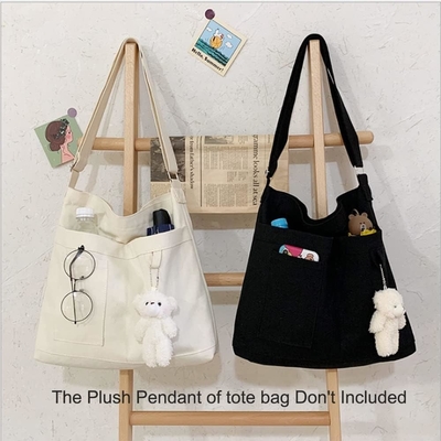 Brand: Kehpish Economical Cotton Canvas Tote Bag,Women Hobo Shoulder Bag Crossbody Handbag con 3 tasche esterne
