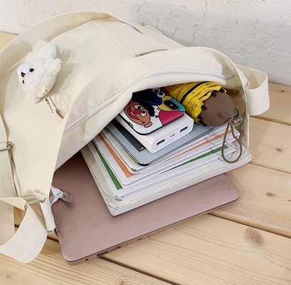 Brand: Kehpish Economical Cotton Canvas Tote Bag,Women Hobo Shoulder Bag Crossbody Handbag con 3 tasche esterne