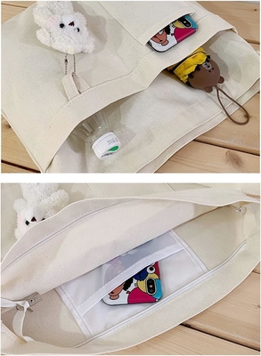 Brand: Kehpish Economical Cotton Canvas Tote Bag,Women Hobo Shoulder Bag Crossbody Handbag con 3 tasche esterne