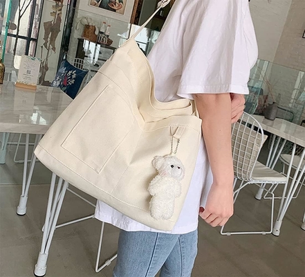 Brand: Kehpish Economical Cotton Canvas Tote Bag,Women Hobo Shoulder Bag Crossbody Handbag con 3 tasche esterne