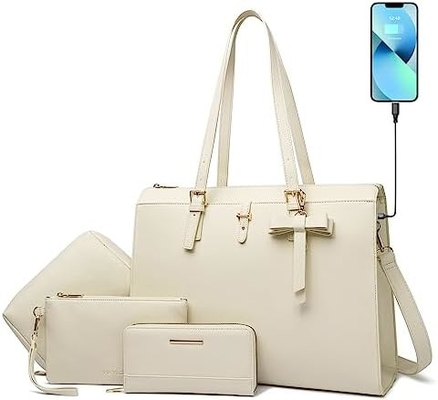 KEYLI 4PC SETS BORSA DELL'LATPUTTER PER DONNE BORSA DELL'LATPUTTER in pelle grande BORSA con porta di ricarica USB BORSA DELL'OLTRO BORSA PU