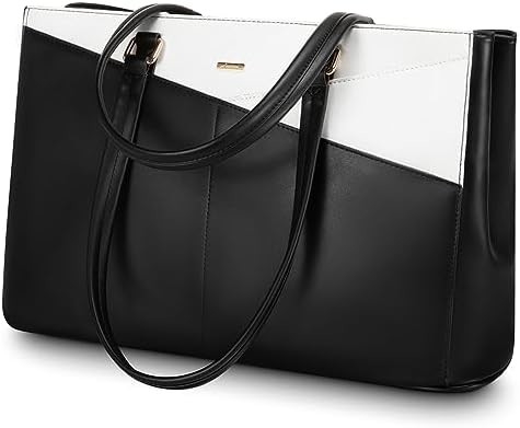 LAPTOP TOTE BAG PER DONNE 15,6 pollici di pelle impermeabile BALZETTI PER COMPUTATORE BUSINESS OFFICE LAVORO BRIEFCASE NERO