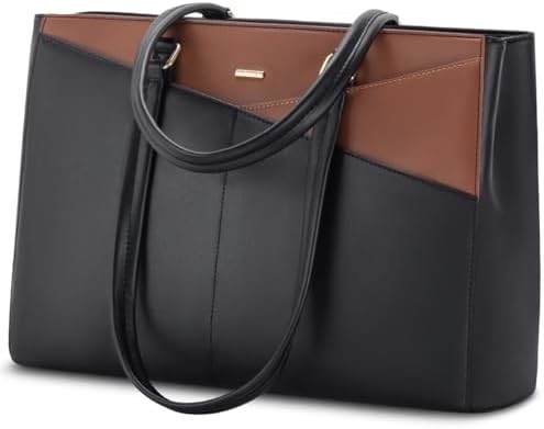 LAPTOP TOTE BAG PER DONNE 15,6 pollici di pelle impermeabile BALZETTI PER COMPUTATORE BUSINESS OFFICE LAVORO BRIEFCASE NERO
