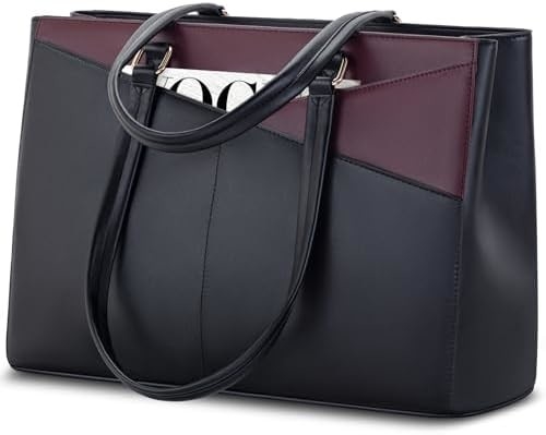 LAPTOP TOTE BAG PER DONNE 15,6 pollici di pelle impermeabile BALZETTI PER COMPUTATORE BUSINESS OFFICE LAVORO BRIEFCASE NERO