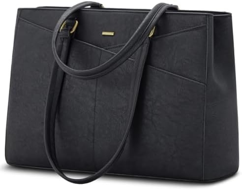 LAPTOP TOTE BAG PER DONNE 15,6 pollici di pelle impermeabile BALZETTI PER COMPUTATORE BUSINESS OFFICE LAVORO BRIEFCASE NERO