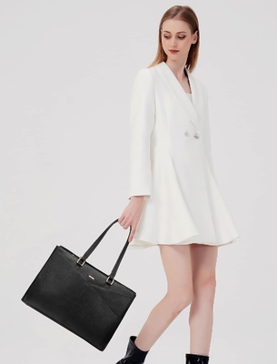 LAPTOP TOTE BAG PER DONNE 15,6 pollici di pelle impermeabile BALZETTI PER COMPUTATORE BUSINESS OFFICE LAVORO BRIEFCASE NERO