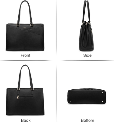LAPTOP TOTE BAG PER DONNE 15,6 pollici di pelle impermeabile BALZETTI PER COMPUTATORE BUSINESS OFFICE LAVORO BRIEFCASE NERO