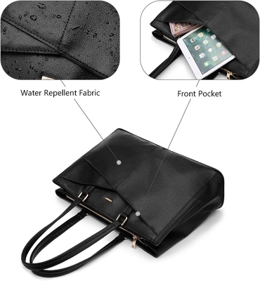 LAPTOP TOTE BAG PER DONNE 15,6 pollici di pelle impermeabile BALZETTI PER COMPUTATORE BUSINESS OFFICE LAVORO BRIEFCASE NERO