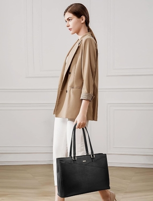 LAPTOP TOTE BAG PER DONNE 15,6 pollici di pelle impermeabile BALZETTI PER COMPUTATORE BUSINESS OFFICE LAVORO BRIEFCASE NERO