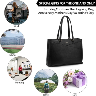 LAPTOP TOTE BAG PER DONNE 15,6 pollici di pelle impermeabile BALZETTI PER COMPUTATORE BUSINESS OFFICE LAVORO BRIEFCASE NERO