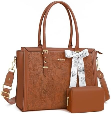 MOISISO BORSA PER DONNE, 17-17.3 pollici PU BORSA PER PELLE COMPATIBILE CON MACBOOK, HP, DELL, ASUS NoteBOOK