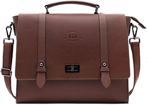 EASEGAVE BRIEFCASE per laptop da 17 pollici da donna, VINTAGE PURPLE SAFFIANO ECO-LEATHER, MULTI-COMPARTMENT, Capacità di peso di 3 libbre