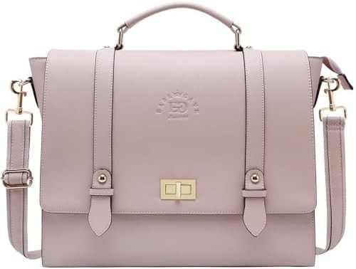 EASEGAVE BRIEFCASE per laptop da 17 pollici da donna, VINTAGE PURPLE SAFFIANO ECO-LEATHER, MULTI-COMPARTMENT, Capacità di peso di 3 libbre