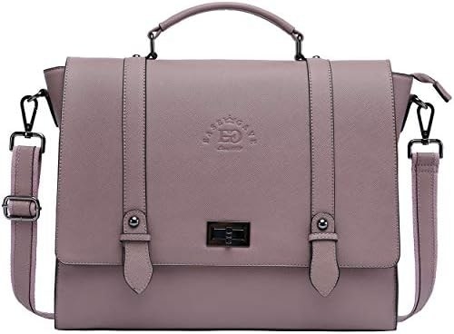 EASEGAVE BRIEFCASE per laptop da 17 pollici da donna, VINTAGE PURPLE SAFFIANO ECO-LEATHER, MULTI-COMPARTMENT, Capacità di peso di 3 libbre