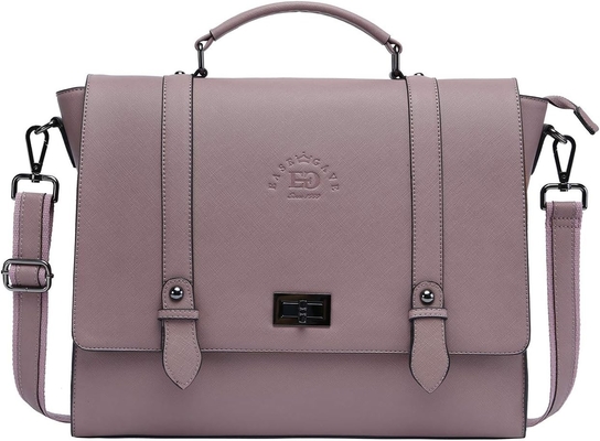 EASEGAVE BRIEFCASE per laptop da 17 pollici da donna, VINTAGE PURPLE SAFFIANO ECO-LEATHER, MULTI-COMPARTMENT, Capacità di peso di 3 libbre