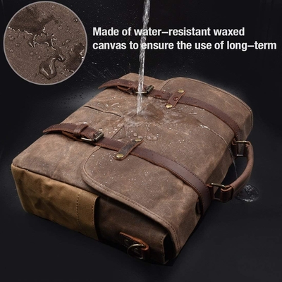 BORSA MESSAGGERO 15,6 pollici impermeabile VINTAGE cuoio autentico tela cerata BORSA GRANDE SACCHELLA BORSA