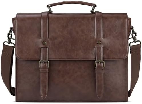 BORSA MESSENGER VINTAGE 15,6 pollici di pelle impermeabile portatile portatile grande borsa a spalla BORSA RETRO OFFICE COLLEGIO