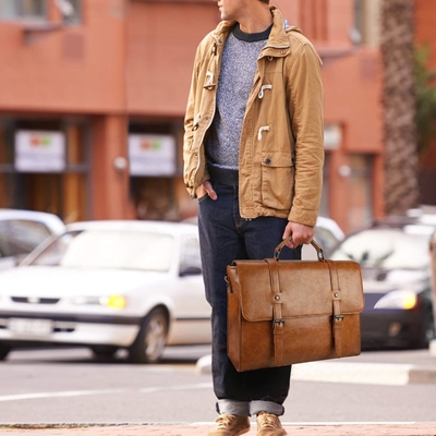 BORSA MESSENGER VINTAGE 15,6 pollici di pelle impermeabile portatile portatile grande borsa a spalla BORSA RETRO OFFICE COLLEGIO
