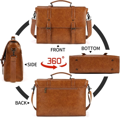 BORSA MESSENGER VINTAGE 15,6 pollici di pelle impermeabile portatile portatile grande borsa a spalla BORSA RETRO OFFICE COLLEGIO
