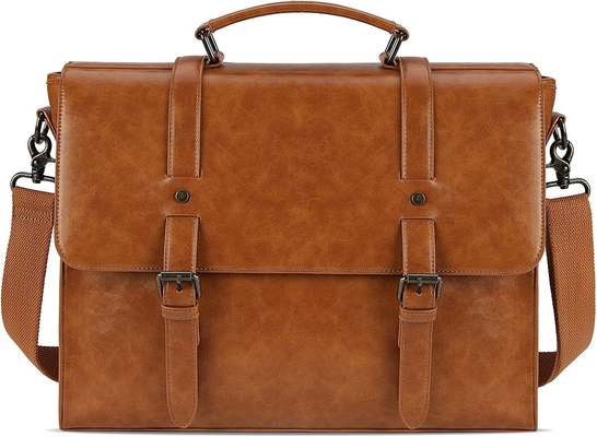 BORSA MESSENGER VINTAGE 15,6 pollici di pelle impermeabile portatile portatile grande borsa a spalla BORSA RETRO OFFICE COLLEGIO