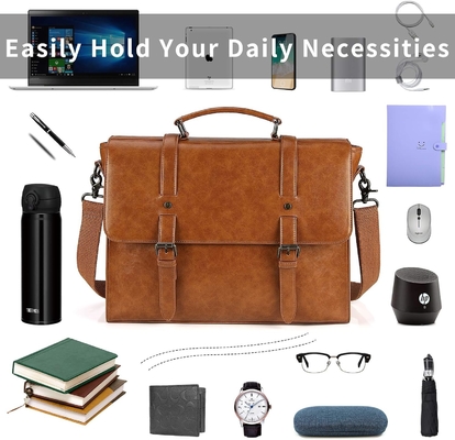 BORSA MESSENGER VINTAGE 15,6 pollici di pelle impermeabile portatile portatile grande borsa a spalla BORSA RETRO OFFICE COLLEGIO