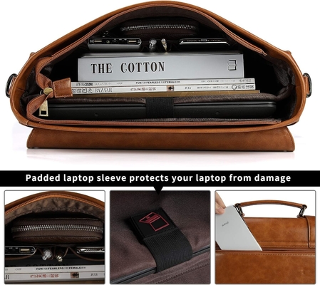 BORSA MESSENGER VINTAGE 15,6 pollici di pelle impermeabile portatile portatile grande borsa a spalla BORSA RETRO OFFICE COLLEGIO