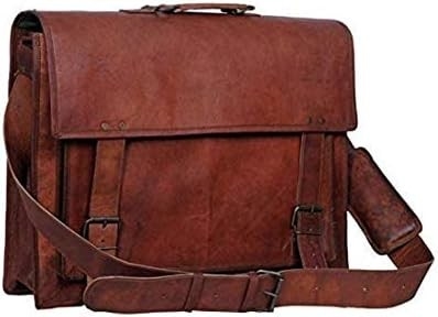 18 pollici di cuoio BRIEFCASE LAPTOP BACK MESSENGER BEST COMPUTER SATCHEL borse fatte a mano per uomini e donne