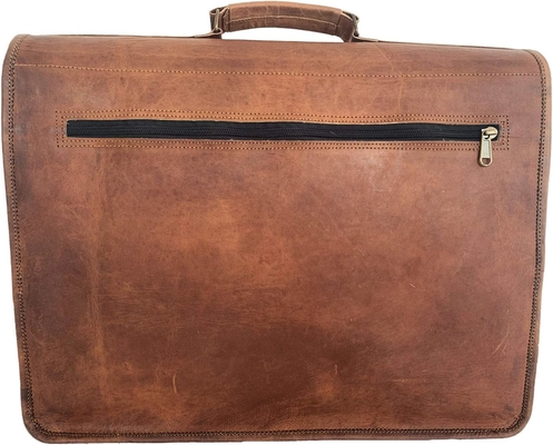 18 pollici di cuoio BRIEFCASE LAPTOP BACK MESSENGER BEST COMPUTER SATCHEL borse fatte a mano per uomini e donne