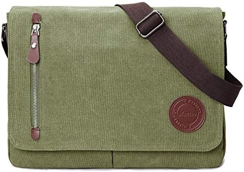 VINTAGE CANVAS SATCHEL MESSENGER BAG per Uomini DONNE,BACCO SULTERO DI VIAGGIO 13,5&quot; BACCHETTO LATTOPTOP BOOKBAG