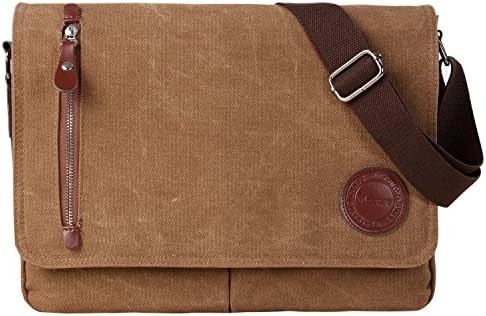 VINTAGE CANVAS SATCHEL MESSENGER BAG per Uomini DONNE,BACCO SULTERO DI VIAGGIO 13,5&quot; BACCHETTO LATTOPTOP BOOKBAG