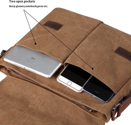 VINTAGE CANVAS SATCHEL MESSENGER BAG per Uomini DONNE,BACCO SULTERO DI VIAGGIO 13,5&quot; BACCHETTO LATTOPTOP BOOKBAG