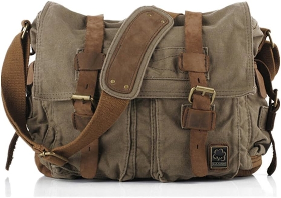 SECHUNK VINTAGE PELLE MILITARIA TASCHIA LATEPOTTER TASCHIA MESSENGER Medio