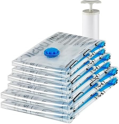 Amazon Basics Sacchetti di stoccaggio a zip a compressione a vuoto con pompa a mano, medio, 5 confezioni, bianco, blu cielo