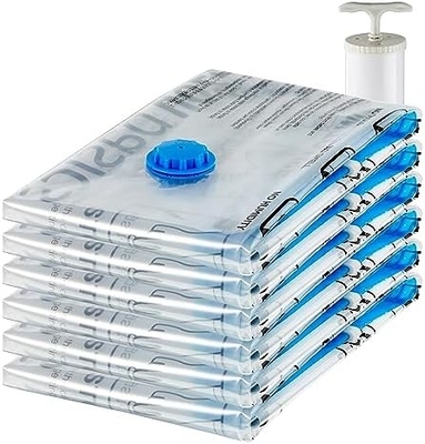 Amazon Basics Sacchetti di stoccaggio a zip a compressione a vuoto con pompa a mano, medio, 5 confezioni, bianco, blu cielo